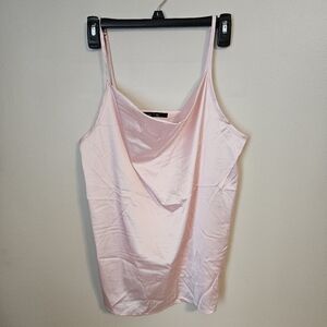 Famulily Tank Top Camisole Elegant Light Pink Cowl Neck Solid Neutral Casual